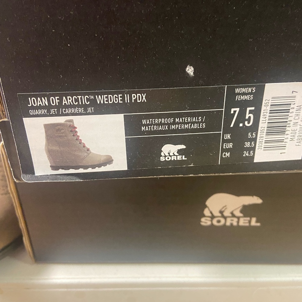 Sorel Joan Of Arctic Wedge II PDX Lace Boot NWT Color Quarry Jet Size 7.5 - Picture 13 of 13